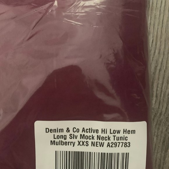 NWT DENIM & CO ACTIVE HI-LOW MOCK NECK TUNIC XXS - Picture 5 of 5